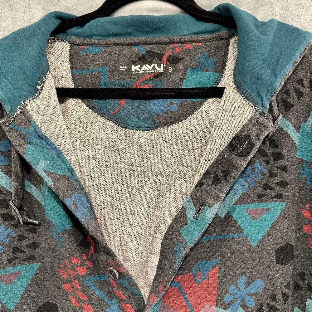 Kavu One Der Suit Small Geometric One Piece Pajama Jumpsuit Hoodie Sleepwear - Picture 3 of 11